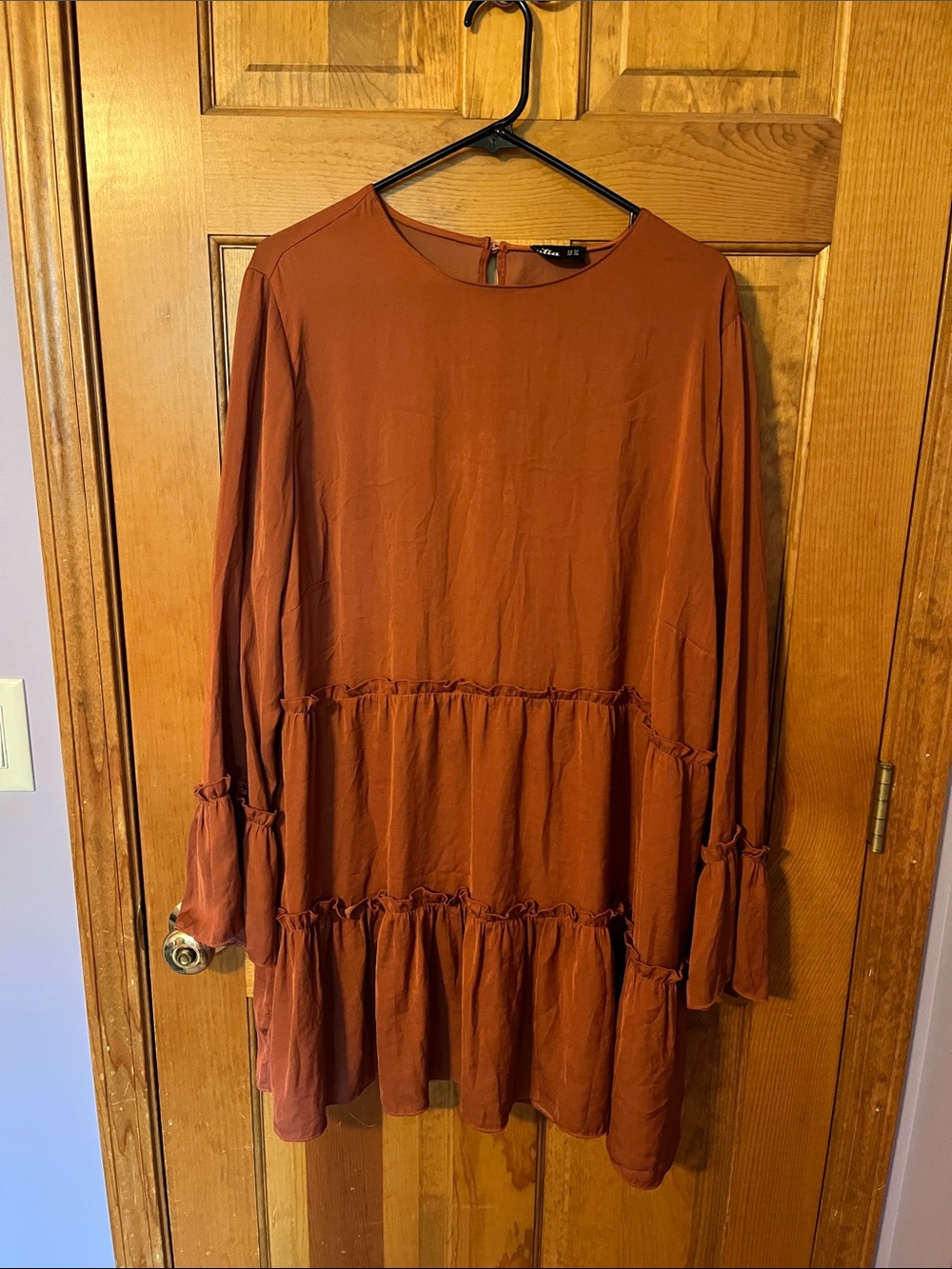 Alia Rust Long Sleeve Tiered Mini Dress